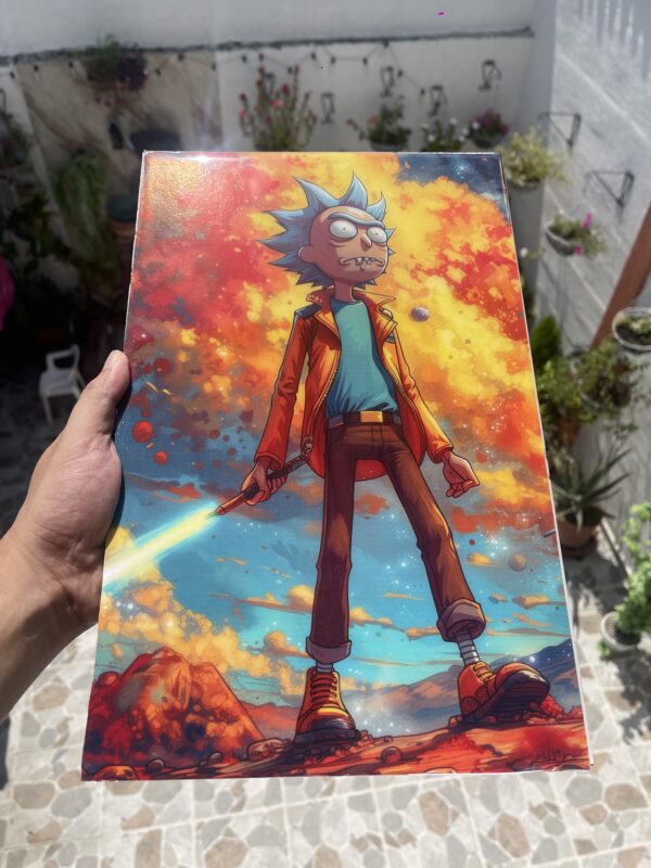 Rick y morty con un sable en un mundo post apocaliptico